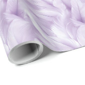 紫と白の羽根模様のブライダル ラッピングペーパー (ロールコーナー)
