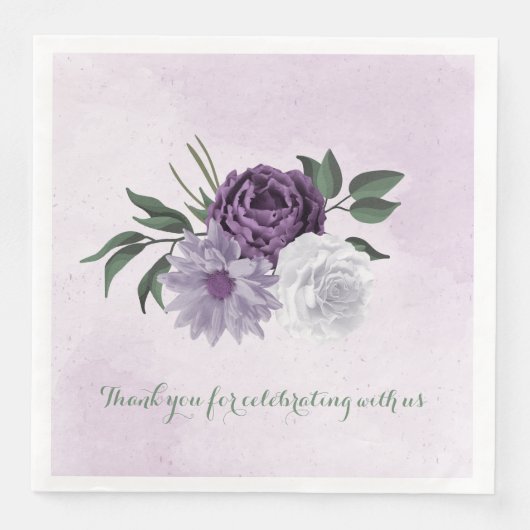 紫と白の花と緑の植物のウェディング (正面)