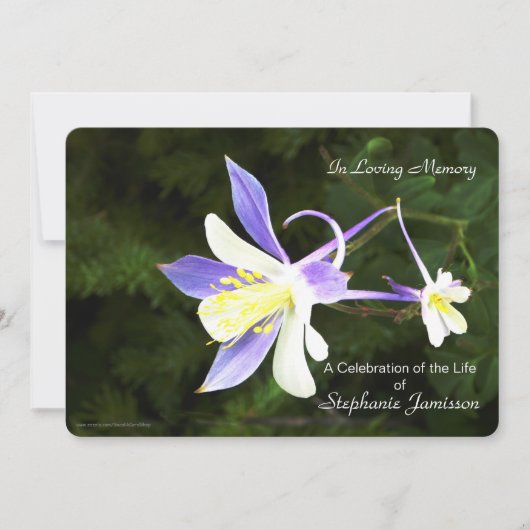 紫と白の花のお祝いの生活招待状 招待状 (正面)