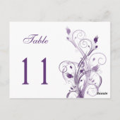 紫と白の花のテーブルナンバー ポストカード (裏面)
