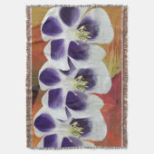 紫と白の花のブランケット スローブランケット (正面縦)