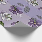 紫と白の花デザイン ラッピングペーパー (角)