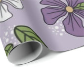 紫と白の花デザイン ラッピングペーパー (ロールコーナー)