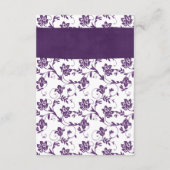 紫と白の花柄のダマスク・ウェディング返信カード 出欠カード (裏面)