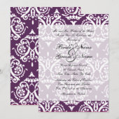紫と白の英語結婚式招待状 招待状 (正面/裏面)