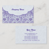 紫と白の華美ペイズリーパターン 名刺 (正面/裏面)
