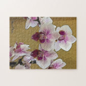 紫と白の蘭のドライブラシ ジグソーパズル (横)