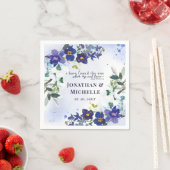 紫と白の蘭のフローラ水の色結婚の スタンダードカクテルナプキン (インサイチュ)