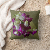 紫と白の蘭の美しいフローラグリーン クッション (ブランケット)
