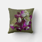 紫と白の蘭の美しいフローラグリーン クッション (裏面)