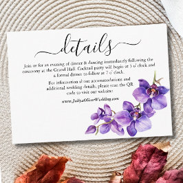 紫と白の蘭結婚の詳細 エンクロージャーカード