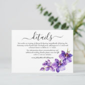 紫と白の蘭結婚の詳細 エンクロージャーカード (スタンド正面)