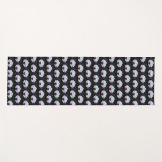 紫と白の蛾の蘭の花柄 ヨガマット (正面(横))