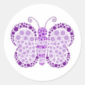 紫と白の蝶の赤エレガントちゃんシャワーシール ラウンドシール (正面)