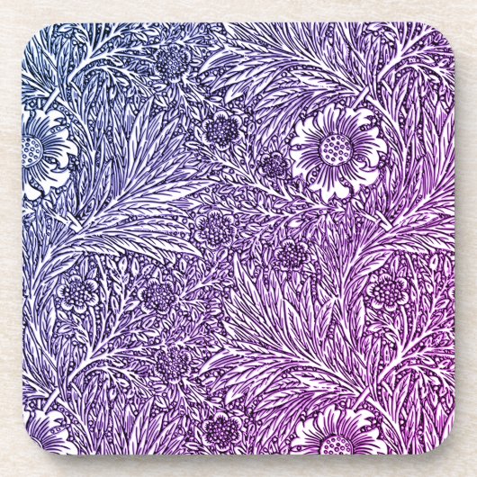 紫と白の複雑な花のデザイン コースター (正面)