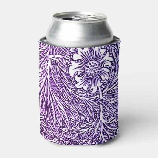 紫と白の複雑な花のデザイン 缶クーラー (缶正面)