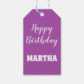 紫と白の誕生日 ギフトタグ (正面)