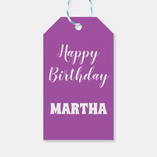 紫と白の誕生日 ギフトタグ (裏面)