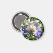 紫と白の金箔のアイリス磁石 マグネット (正面/裏面)