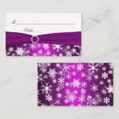 紫と白の雪の結晶プレイスカード プレイスカード (正面/裏面)