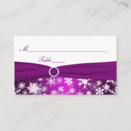 紫と白の雪の結晶プレイスカード プレイスカード