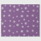 紫と白の雪片クリスマス ラッピングペーパー (フラット)