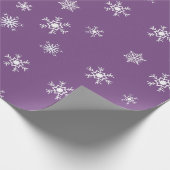 紫と白の雪片クリスマス ラッピングペーパー (角)