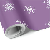 紫と白の雪片クリスマス ラッピングペーパー (ロールコーナー)