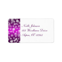 紫と白の雪片住所 シール