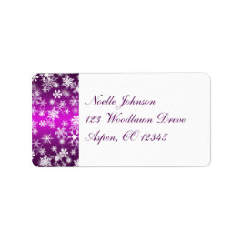 紫と白の雪片住所 シール