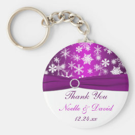紫と白の雪片結婚式の引き出物キーチェーン キーホルダー