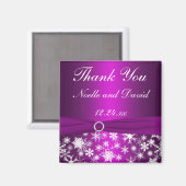 紫と白の雪片結婚式の引き出物磁石 マグネット (正面/裏面)