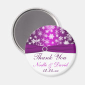 紫と白の雪片結婚式の引き出物磁石 マグネット (正面/裏面)