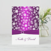 紫と白の雪片結婚式招待状 招待状 (スタンド正面)