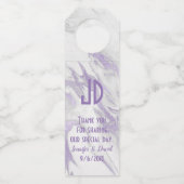 紫と白の霜降り結婚のワインハンガー ボトルネックタグ (正面)