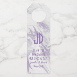 紫と白の霜降り結婚のワインハンガー ボトルネックタグ