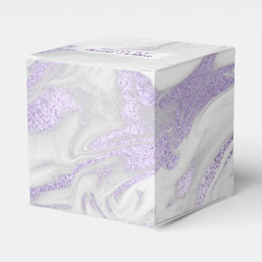紫と白の霜降り結婚式の引き出物箱 フェイバーボックス (正面サイド)