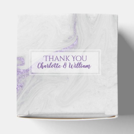 紫と白の霜降り結婚式の引き出物箱 フェイバーボックス (上部)