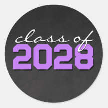 紫と白の黒板デザインの卒業ステッカー