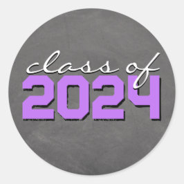 紫と白の黒板デザインの卒業ステッカー ラウンドシール