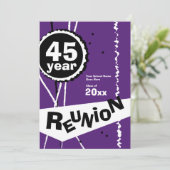 紫と白の45年ぶりクラス会の招待状 招待状 (スタンド正面)