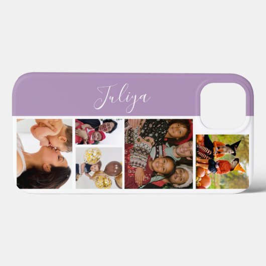 紫と白の5枚のフォトコラージスクリプト Case-Mate iPhoneケース (裏面 (横))