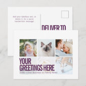 紫と白の6枚の写真 現代のユニバーサルグリーティング ポストカード (正面/裏面)