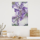 紫と白ひげ菖蒲の花のキャンバス印刷 ポスター (キッチン)