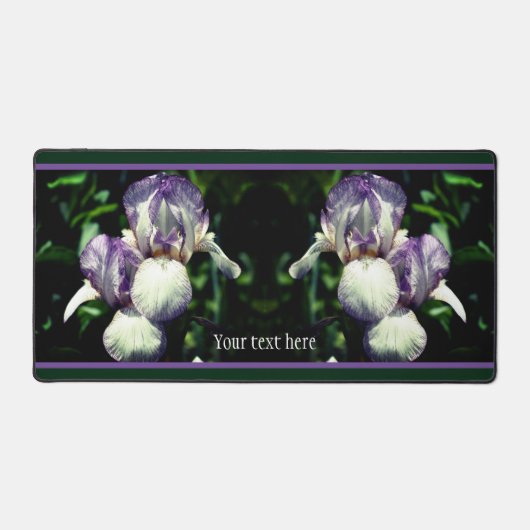 紫と白ひげ菖蒲パーソナライズされた花 デスクマット (正面)