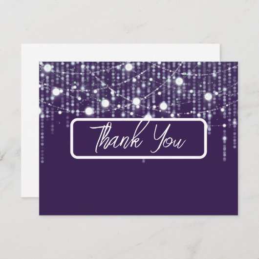 紫と白ぶら下がったのラ結婚イト サンキューカード (正面/裏面)