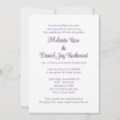 紫と白エレガントの渦巻き式レセプション 招待状 (正面)