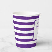 紫と白ストライプのの「この飲み物は」 紙コップ (右)