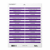 紫と白ストライプの結婚水瓶ラベル ラベル (フルシート)