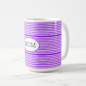 紫と白ストライプの コーヒーマグカップ (正面右)